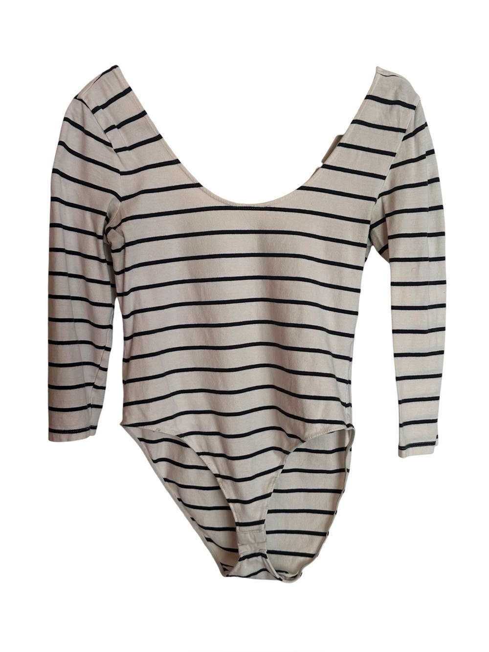 Black and White H&M Striped Long-sleeve Bodysuit Medium